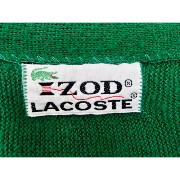 Vintage Izod Lacoste Knit Cardigan Sweater Acrylic Green SZ Large - Picture 5 of 7